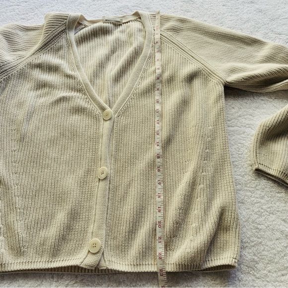 Armedangels Beige Knit 100% Cotton Button Front Cozy Fall Cardigan | Size 4 - Picture 3 of 11